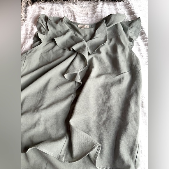 MONTEAU women’s top, sage green, textured material, light ruffling, XL - Picture 1 of 4